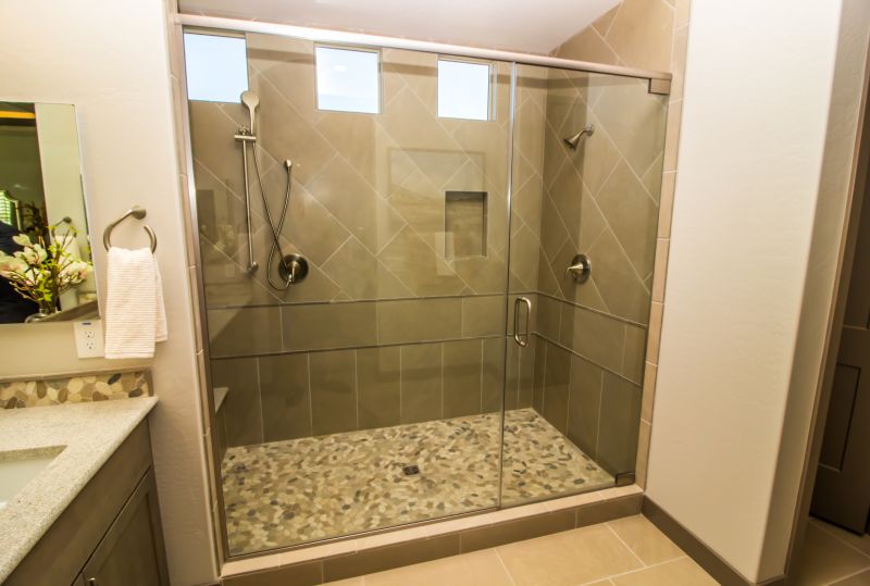 Frameless Glass Shower with Accent Tile